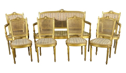 7 PIECE 19TH C LOUIS XVI STYLE SALON SET