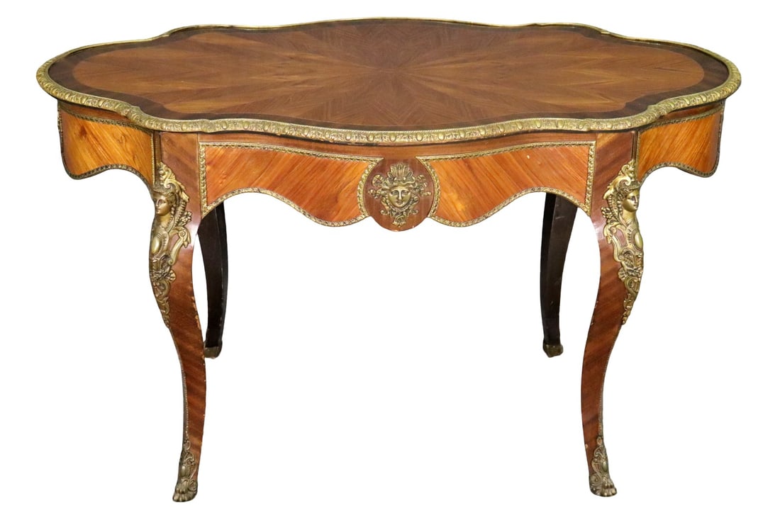 19TH C BRONZE MOUNTED INLAID CENTER TABLE (1 of 13)