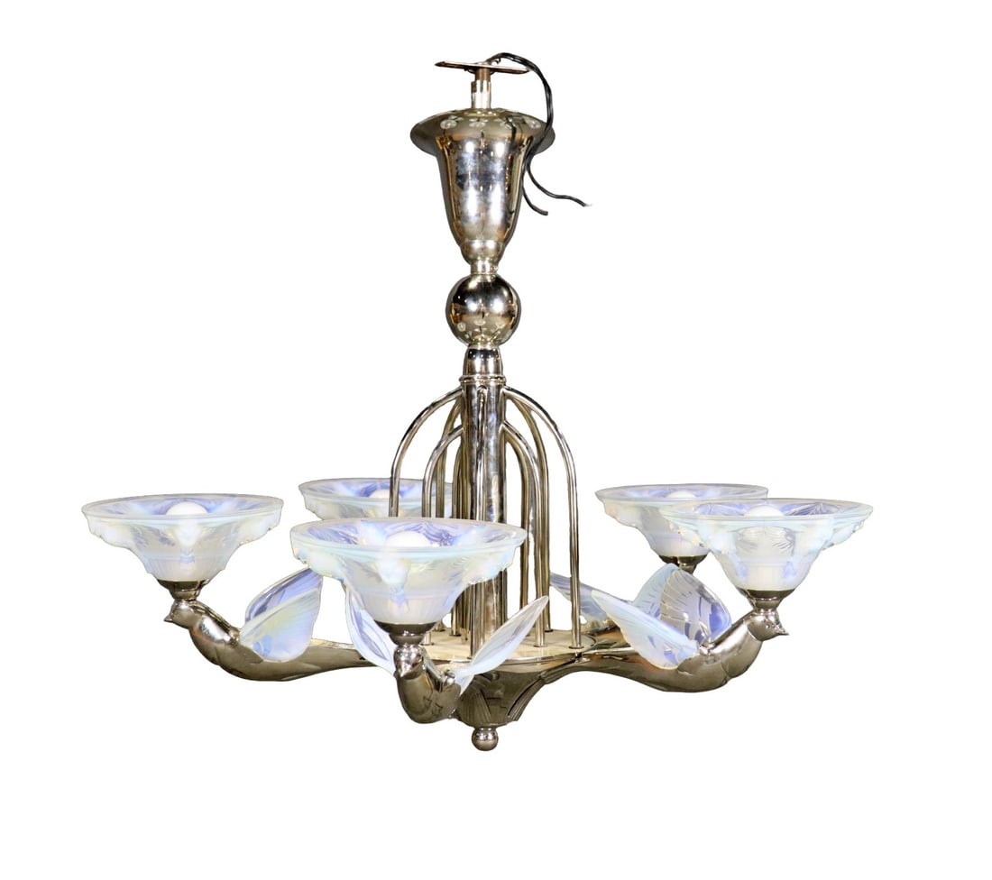 "PETITOT PARIS LUMINAIRES" ART DECO PERIOD BIRD CHANDELIER (1 of 12)
