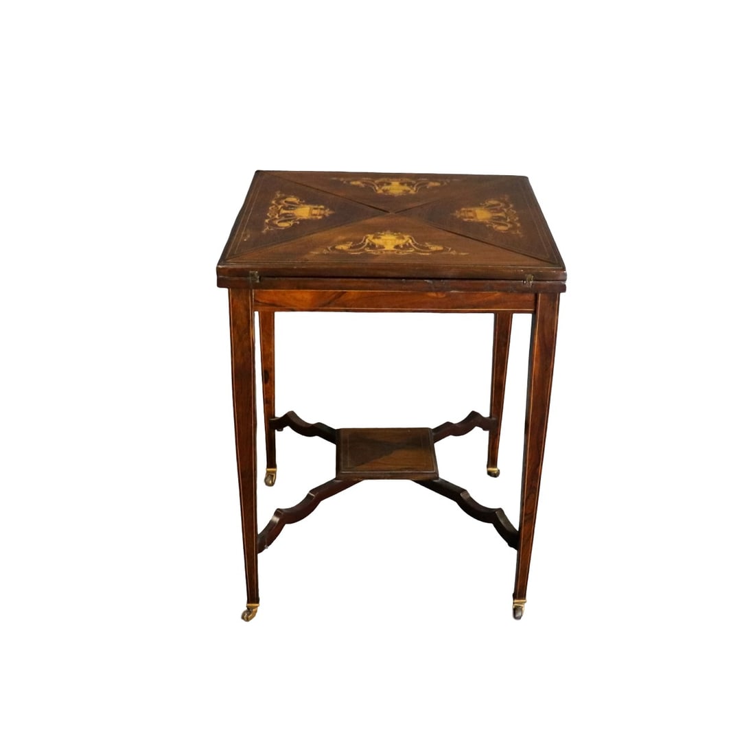 19TH C INLAID GAME TABLE (1 of 9)