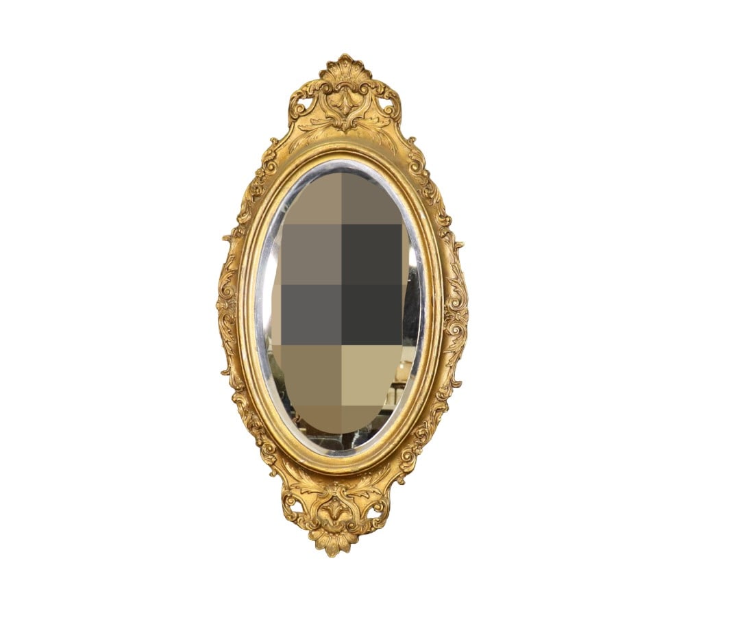 19TH C FRENCH GILDED CARVED OVAL MIRROR (1 of 11)