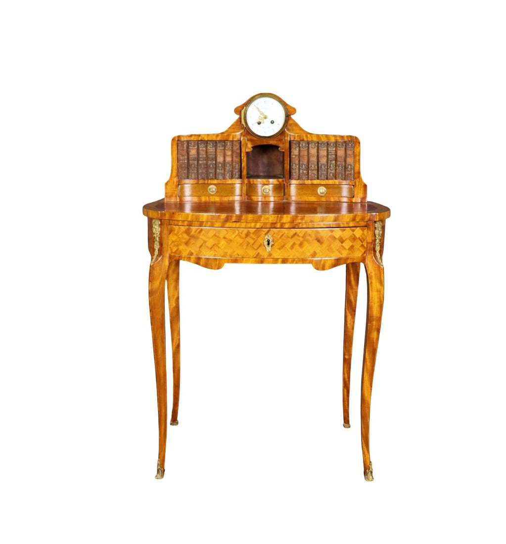 19TH C FRENCH BRONZE MOUNTED INLAY FAUX BOOK CABINET WITH CLOCK (1 of 13)