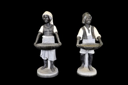 PAIR MALE/FEMALE MARBLE CONTINENTAL FIGURES