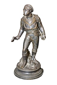 19TH C FRENCH PATINATED BRONZE OF HUNTER BY EMILE GIULLEMIN