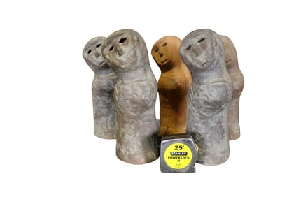 5 JAPANESE  POTTERY UNSIGNED SHOJI HAMADA FIGURES