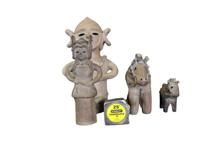 4 JAPANESE  POTTERY UNSIGNED SHOJI HAMADA FIGURES