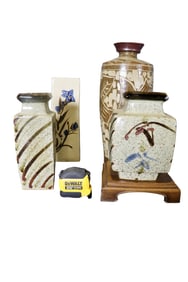 4 JAPANESE CERAMIC POTTERY UNSIGNED SHAJI HAMADA VASES