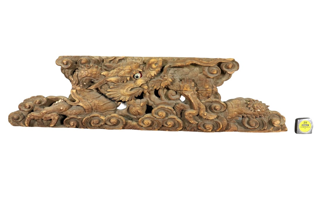 ASIAN DRAGON FIGURAL CARVED WALL HANGING (1 of 11)