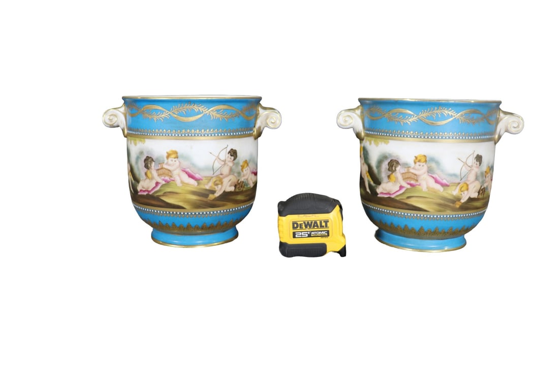 PAIR LOUIS XVI STYLE CELESTIAL BLUE CASH PO MANNER MEISSEN (1 of 9)