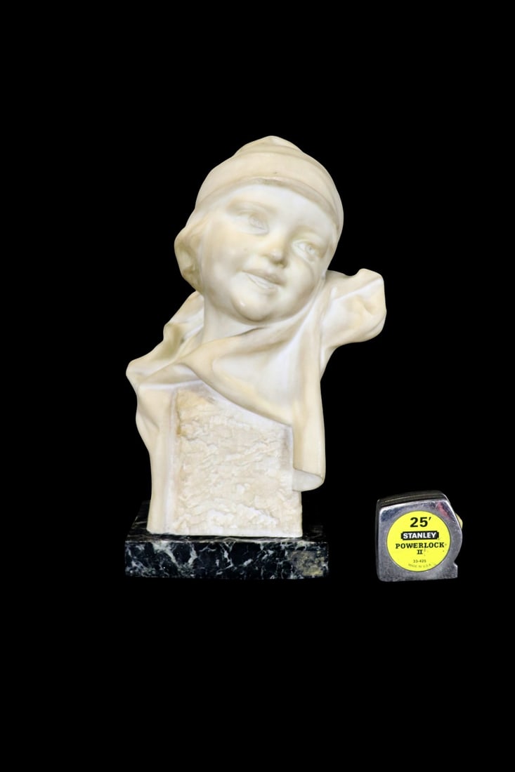 ALABASTER BUST CHILD ON MARBLE BASE (1 of 12)