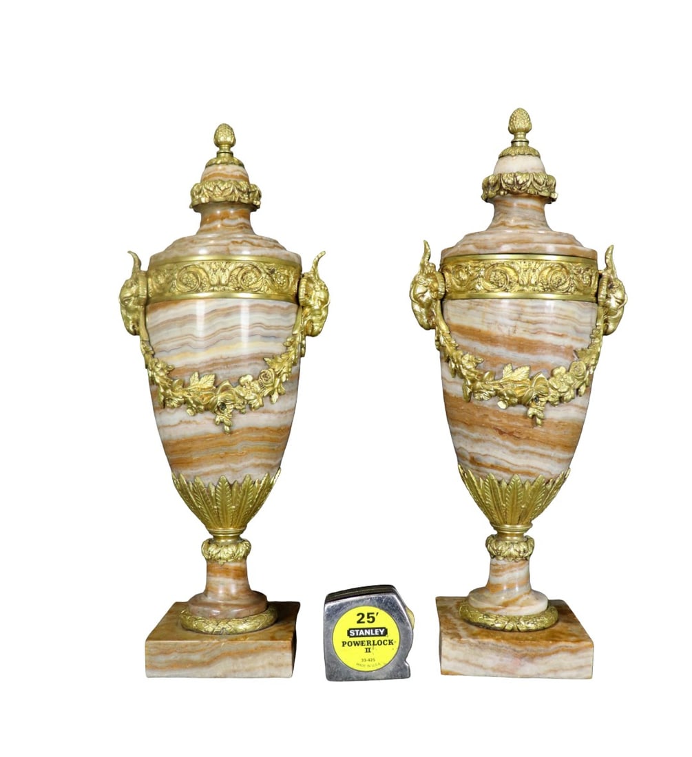 PAIR LOUIS XV STYLE MARBLE & BRONZE MOUNTED CASSOULETS (1 of 10)