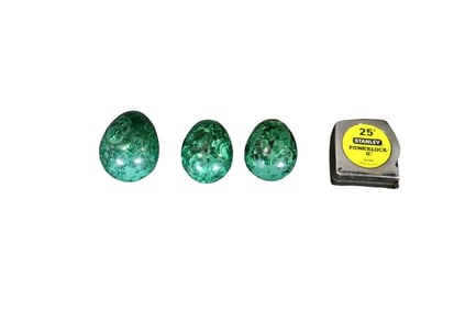 3 RUSSIAN MALACHITE EGGS