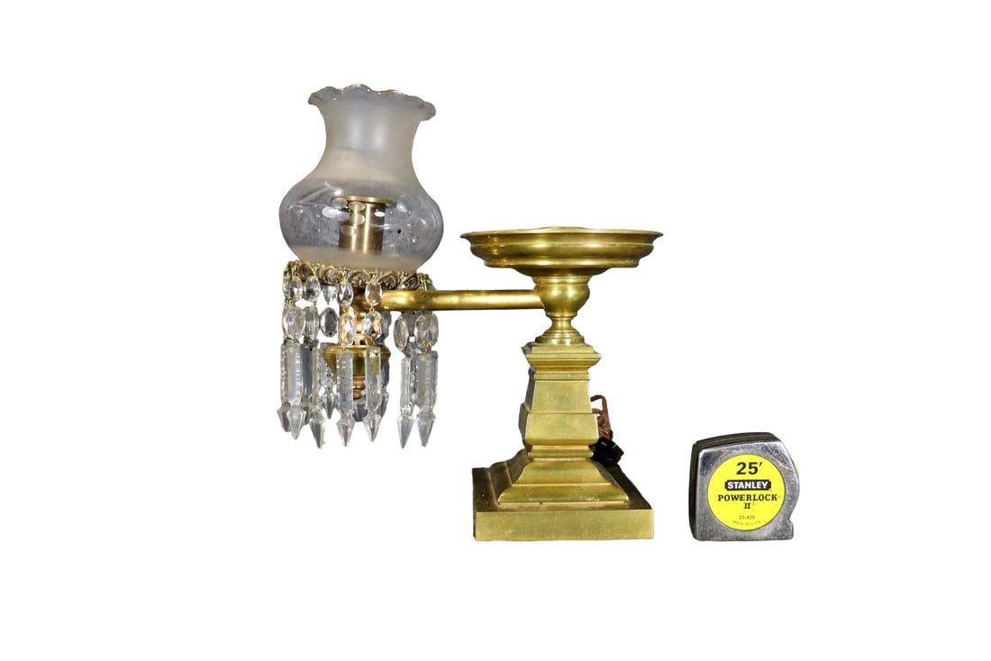 BRONZE CANDELABRA STUDENT LAMP WITH SHADE (1 of 8)