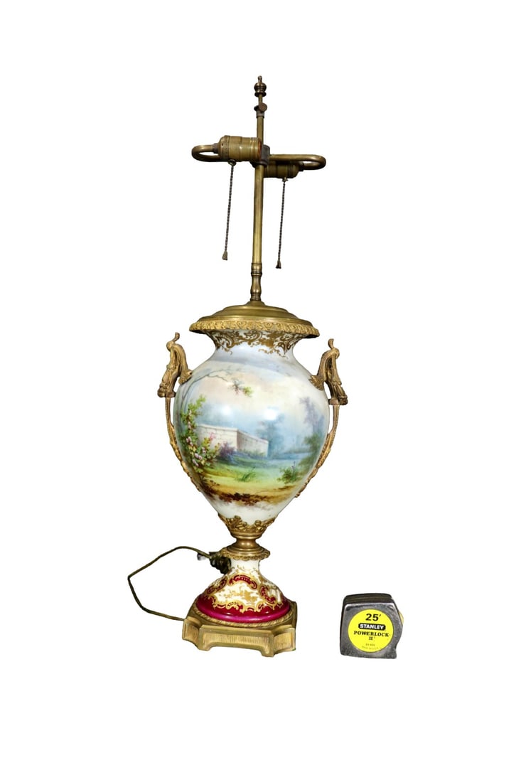 PORCELAIN BRONZE MOUNTED LAMP (1 of 9)