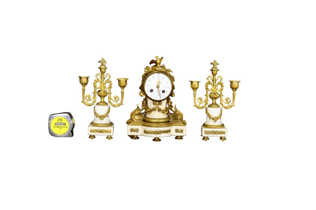 FRENCH 19TH C MARBLE CLOCK SET (1 of 15)