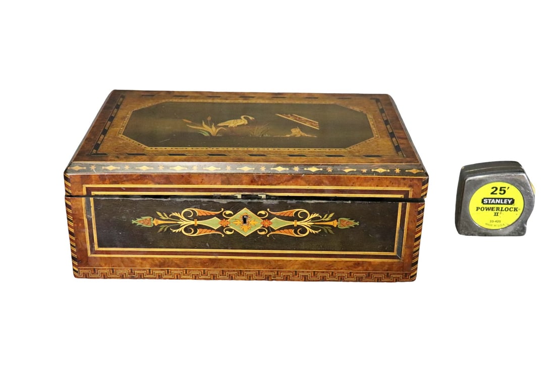 FRENCH MOROCCAN INLAID DRESSING BOX: Inlaid. 5 1/4" h x 14" w x 9 1/4" d.