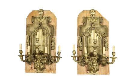 EARLY 19TH C PALACE SIZE FRENCH 5 ARM SCONCES