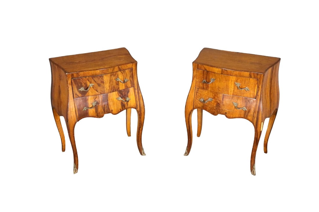 PAIR DUTCH INLAID 2 DRAWER END TABLES (1 of 11)