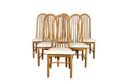 6 MODERN TEAK DINING CHAIRS