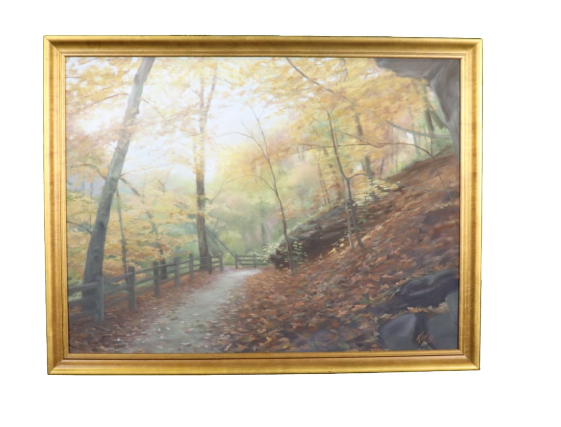 AMERICAN SCHOOL OIL ON CANVAS: Corporate de Acquisition. Oil on canvas. Monogram lower right appears to read KM 06. Unframed measures 30" h x 40" w. Framed measures 34" h x 44" w x 1 1/4" d.