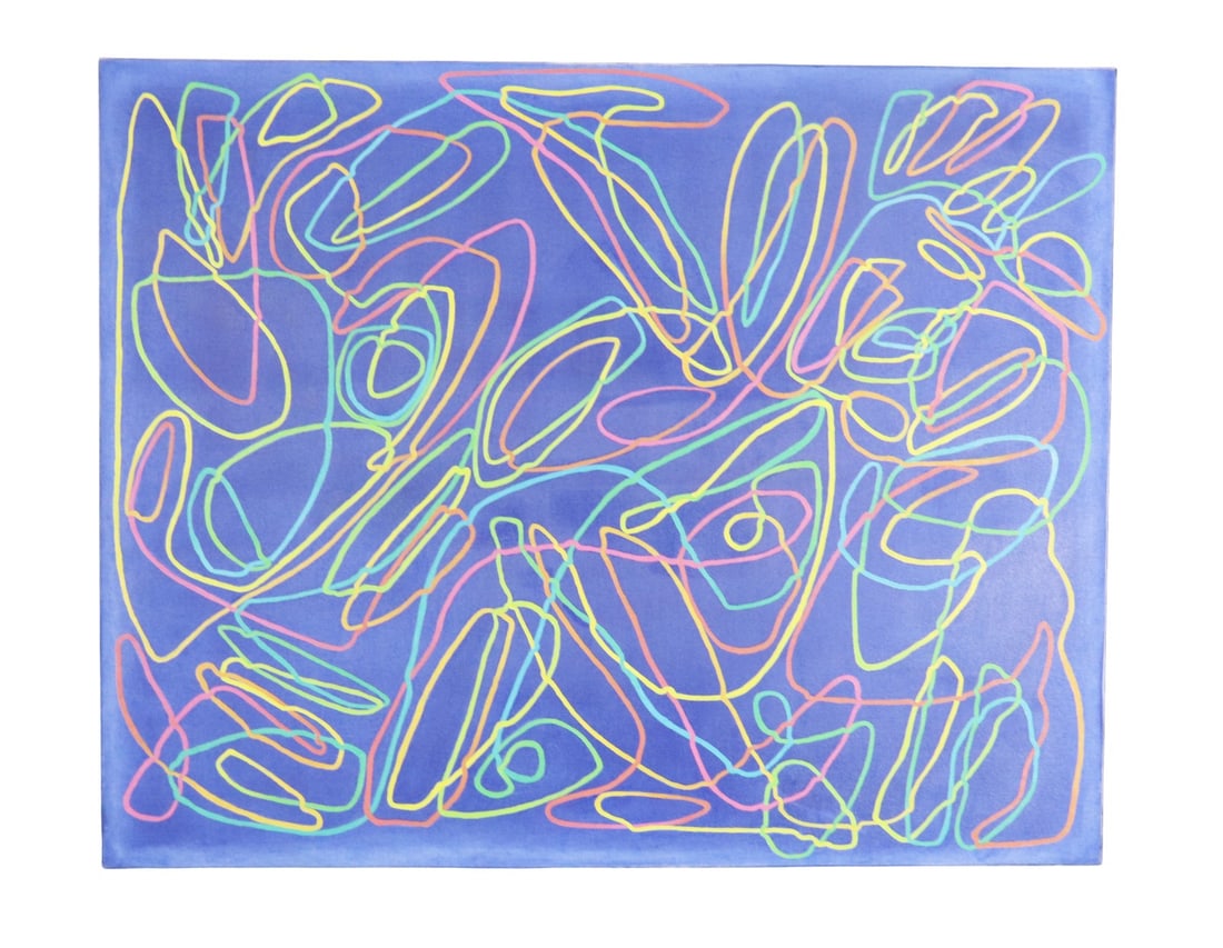 PAULA CAHILL INSOMNIA OIL ON CANVAS: Corporation de Acquisition. Paula Cahill (American). Insomnia. Oil on canvas. 48" h x 60" w x 1 1/2" d.