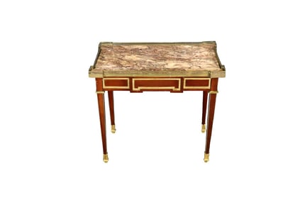 LOUIS XVI STYLE BRONZE MARBLE TOP COFFEE TABLE
