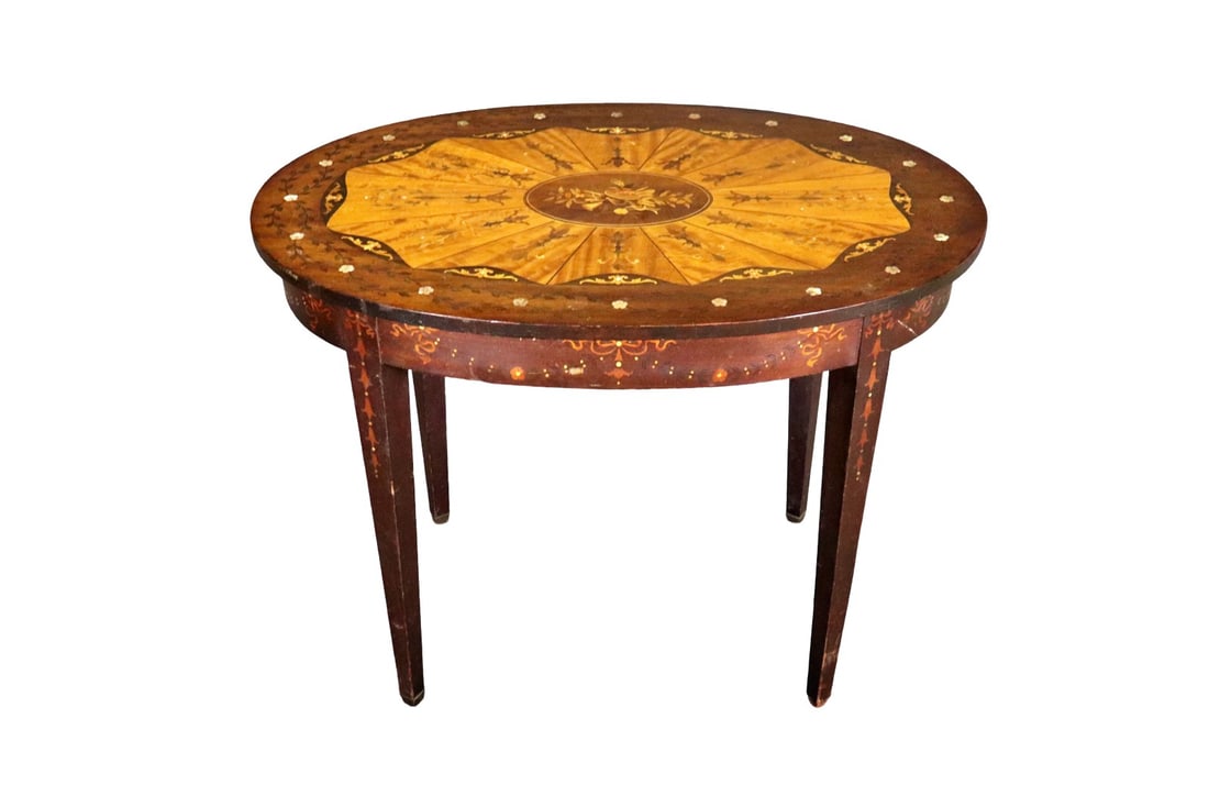 OVAL INLAID WALNUT CENTER TABLE (1 of 9)