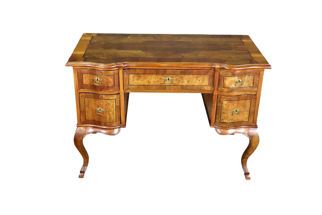 DUTCH INLAID 5 DRAWER DESK: Inlaid. 5 drawers. 31 1/2" h x 46 1/2" w x 25" d.