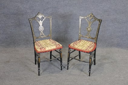 PAIR ENGLISH MOTHER OF PEARL SIDE CHAIRS