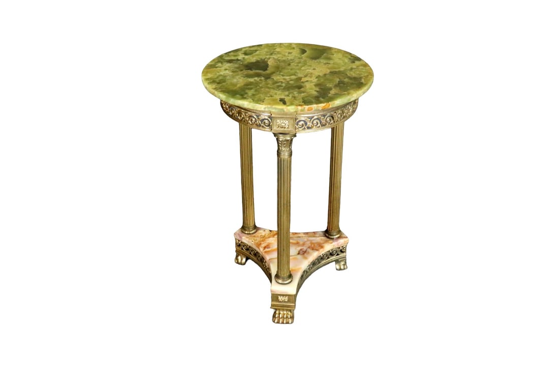 EMPIRE STYLE BRONZE ONYX TOP TABLE (1 of 8)