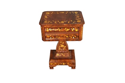 DUTCH MARQUETRY 2 DRAWER END TABLE