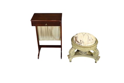 VICTORIAN MAHOGANY CONSOLE & MARBLE TOP STAND