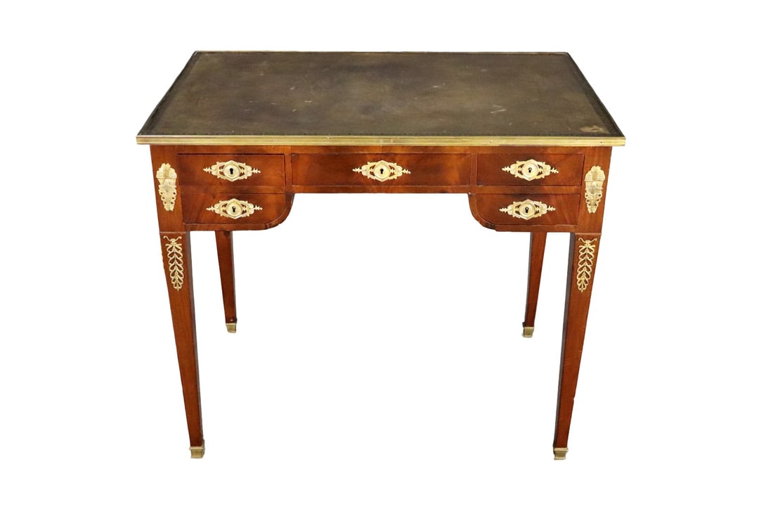 EMPIRE BRONZE MOUNTED LEATHER TOP DESK (1 of 16)