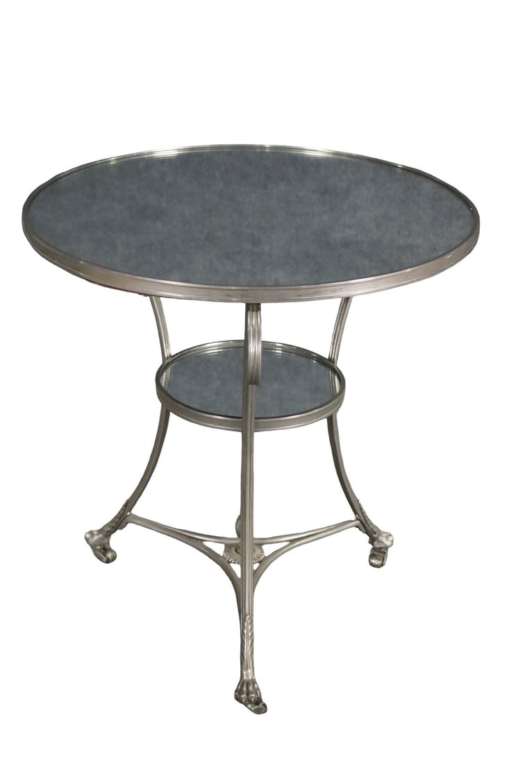 ENGLISH REGENCY SILVER PLATE ROUND MIRROR TOP TABLE (1 of 8)
