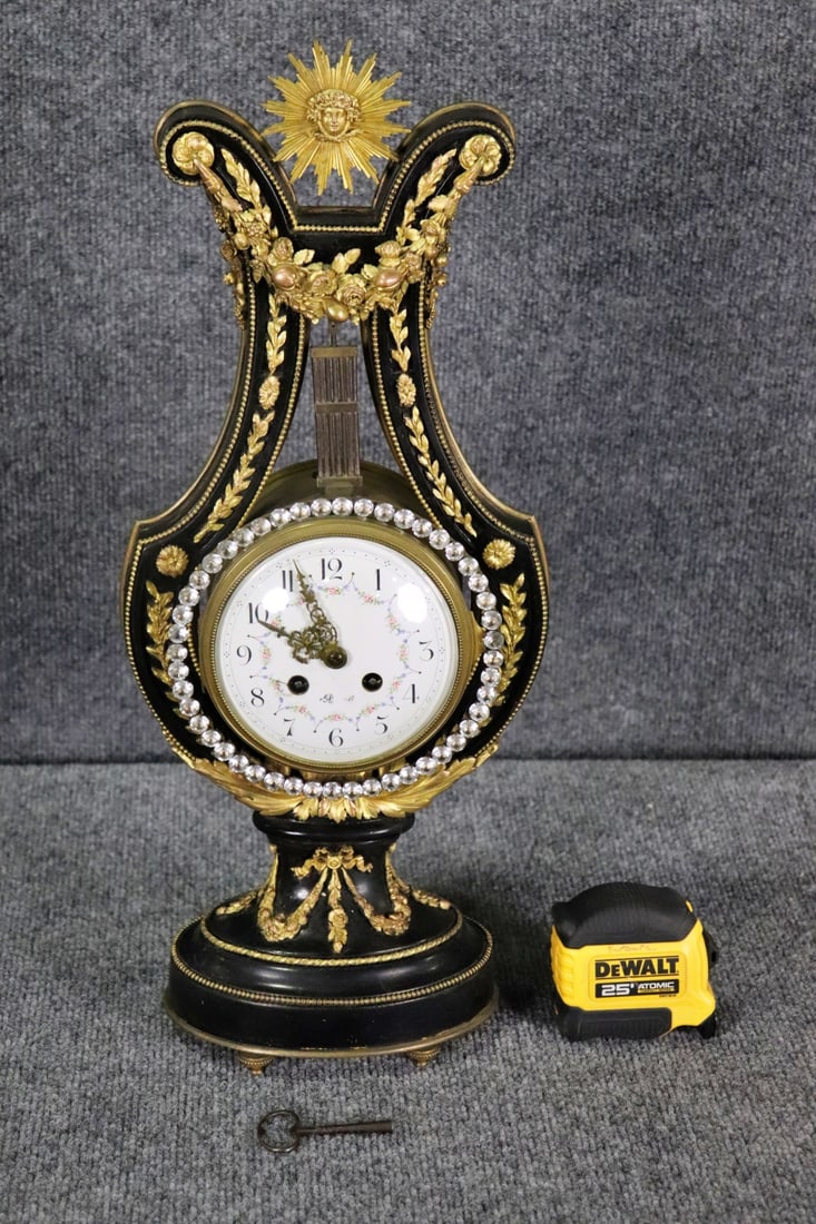 FRENCH BRONZE LYRE CLOCK (1 of 12)