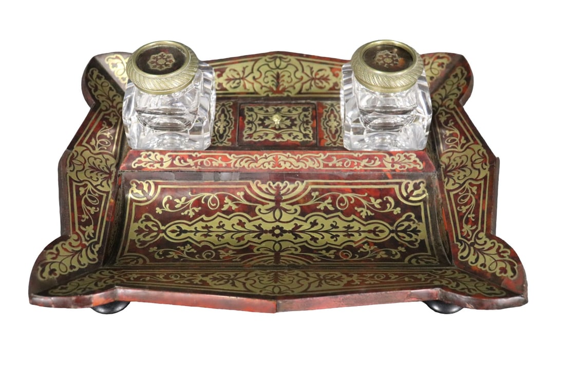 INKWELL 2 CRYSTAL WITH BRASS INLAY (1 of 14)