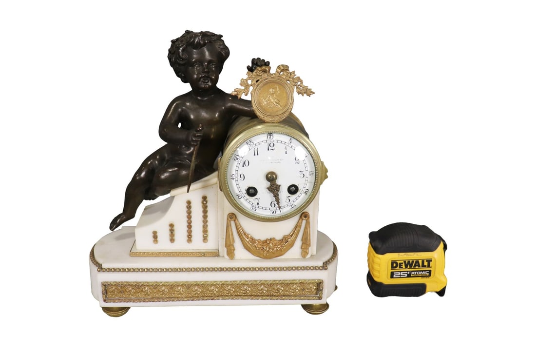 SIGNED 19TH C JAPY FRERES FIGURAL BRONZE MARBLE CLOCK (1 of 16)