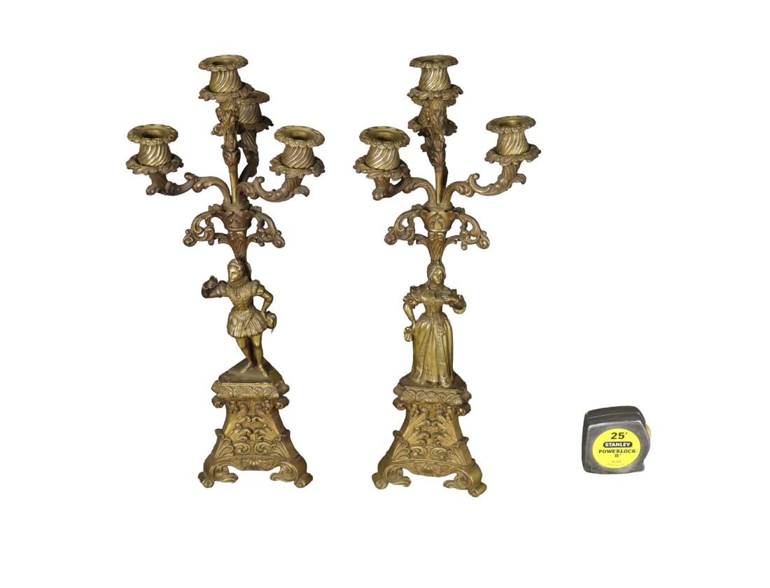 PAIR FRENCH VICTORIAN FIGURAL CANDELABRAS (1 of 15)