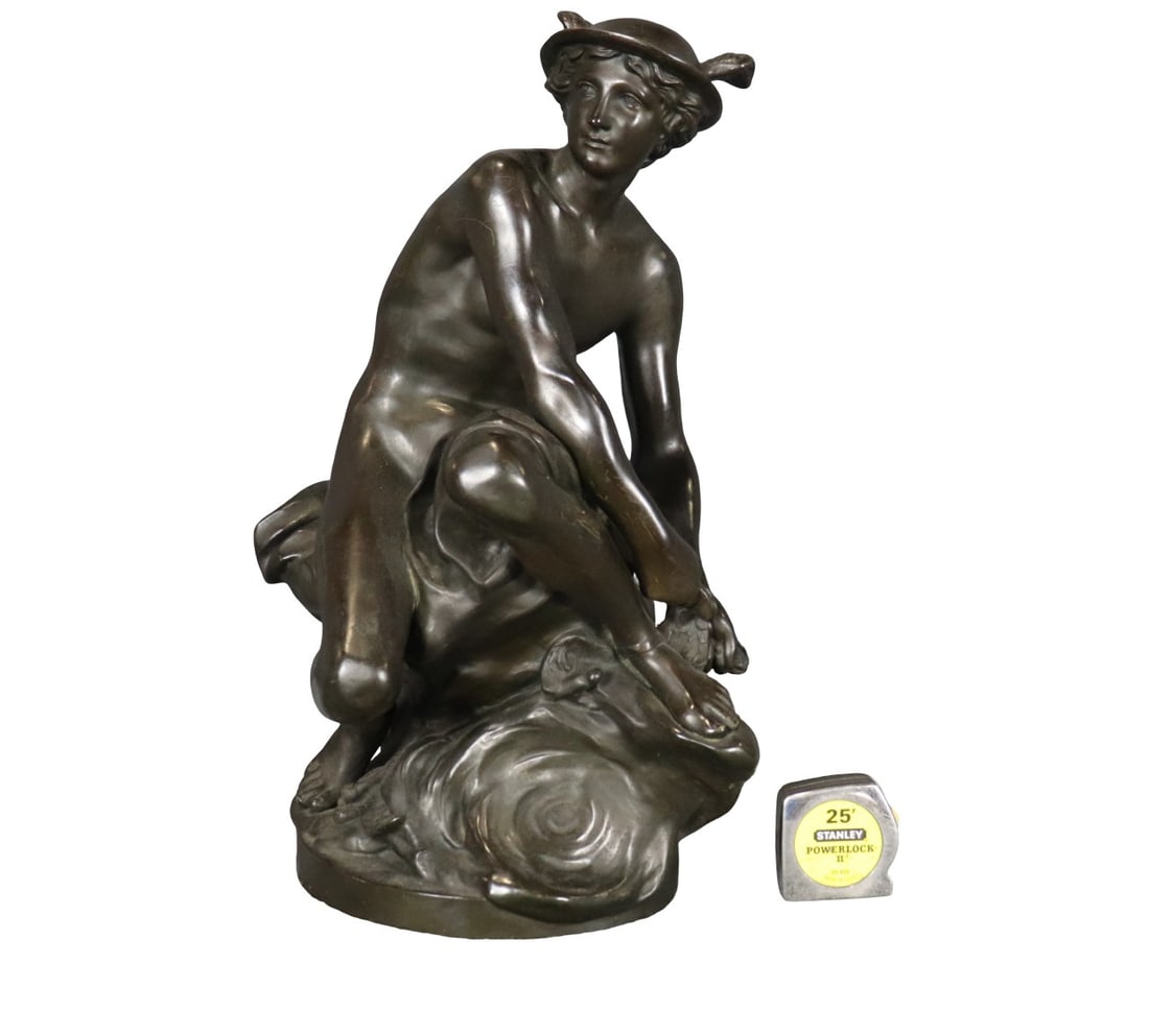 SIGNED 19TH C BRONZE FIGURE OF MERCURY (1 of 8)