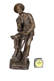 FRENCH BRONZE FIGURE MAN WITH HAT