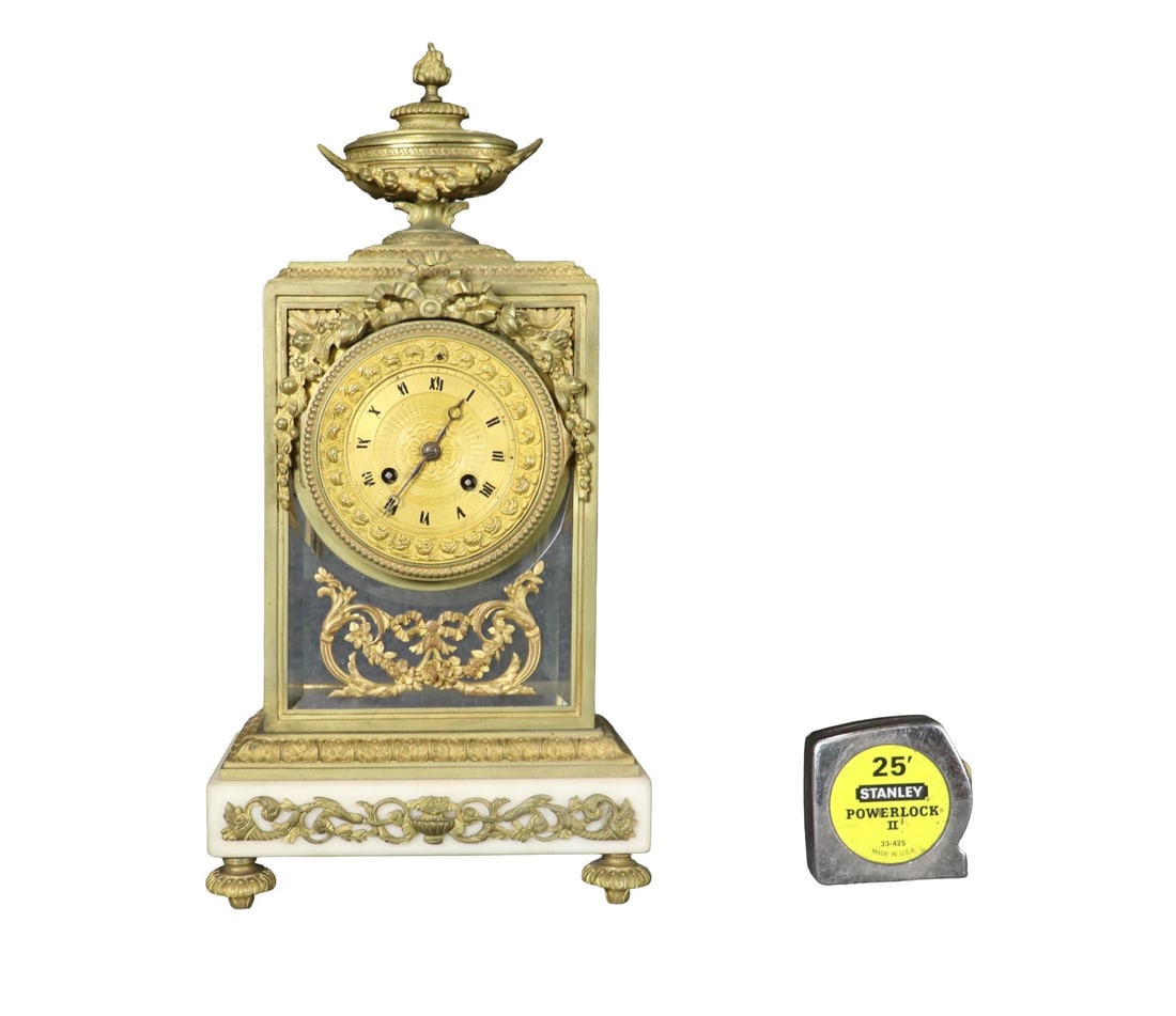 LOUIS XVI STYLE DORE BRONZE & MARBLE BASE WITH URN CLOCK (1 of 11)