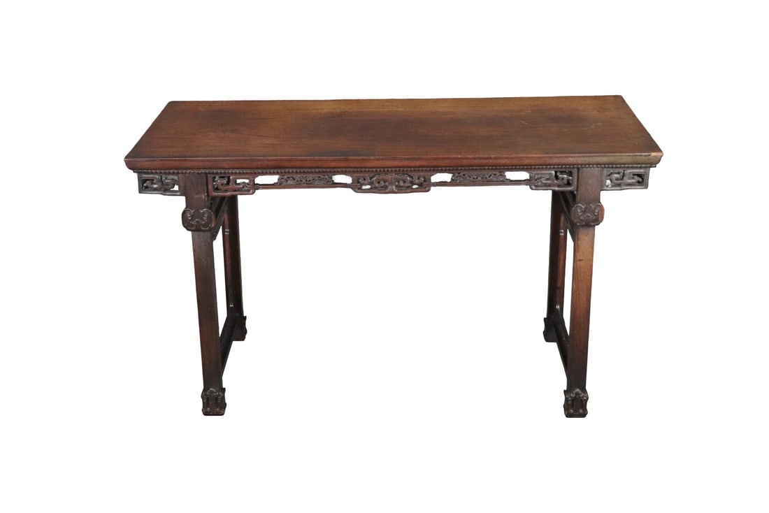ANTIQUE CARVED HARDWOOD ASIAN CONSOLE (1 of 12)