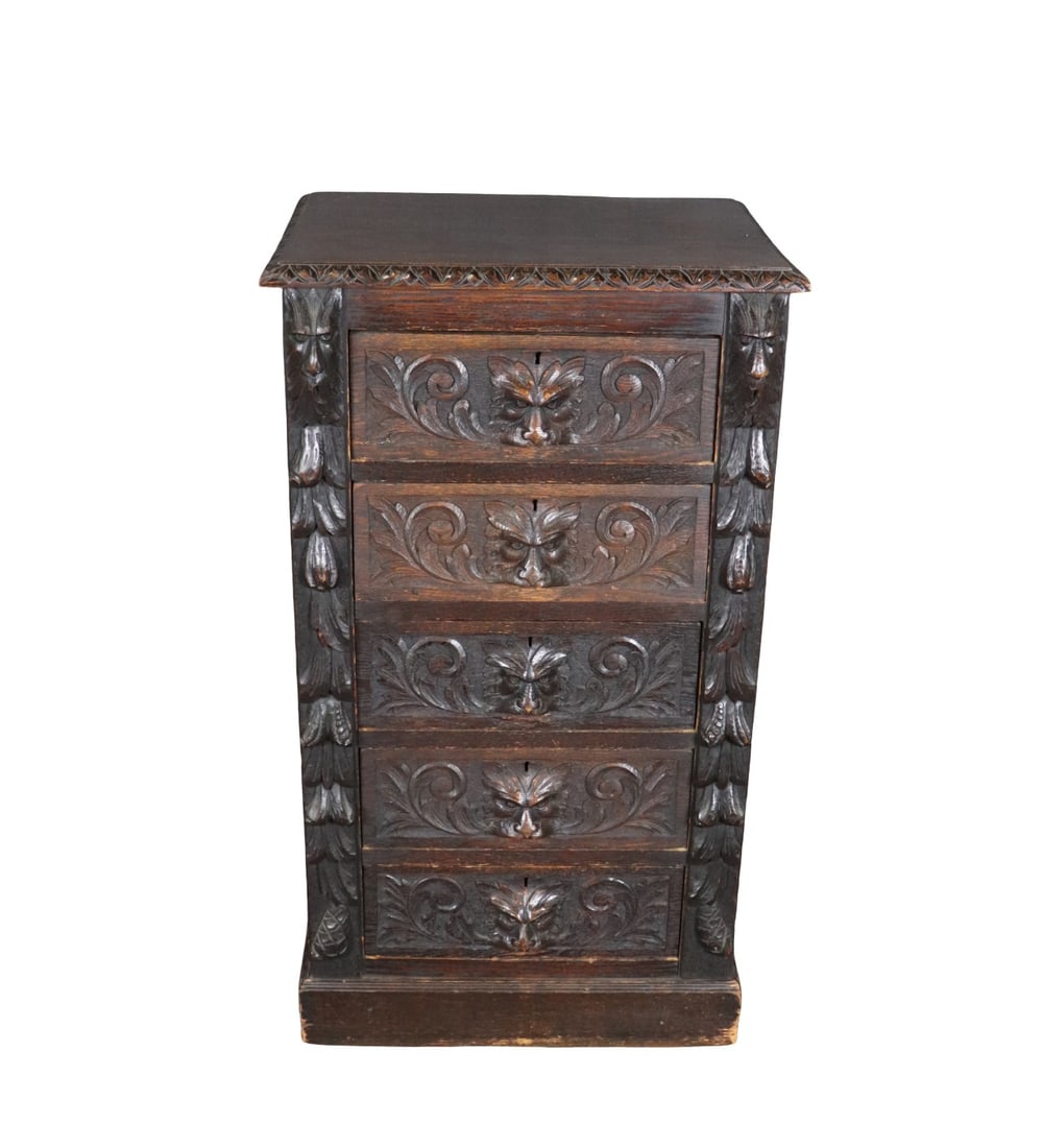 GOTHIC VICTORIAN CHEST OF DRAWERS (1 of 11)