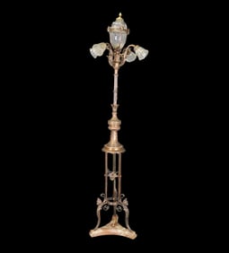 MIXED METAL TORCHIERE FLOOR LAMP