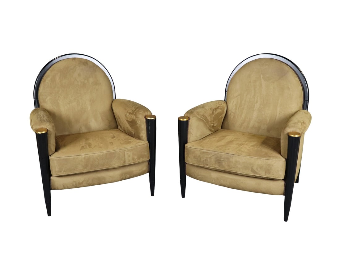 PAIR DECO STYLE TECNI NOVA SUEDE ARM CHAIRS (1 of 15)