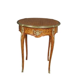 19TH C FRENCH INLAID MARQUETRY BRONZE MOUNTED SIDE TABLE