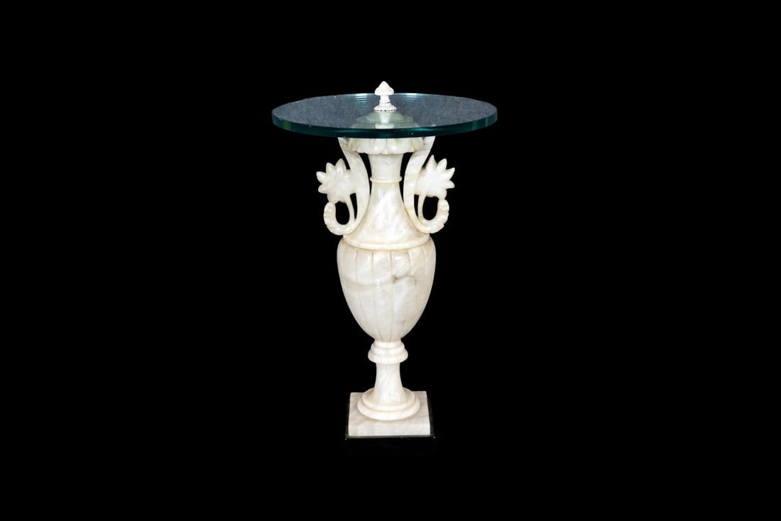 ALABASTER ON GLASS TOP STAND (1 of 11)