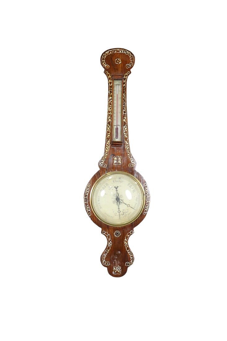 ENGLISH MOTHER OF PEARL CLOCK/BAROMETER (1 of 9)