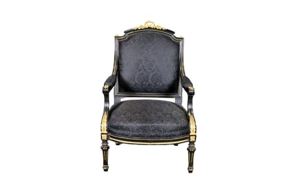 19TH C BRONZE MOUNTED EBONIZED DESK CHAIR