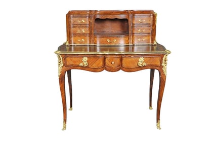 19TH C INLAID MARQUETRY BRONZE MOUNTED LADIES DESK